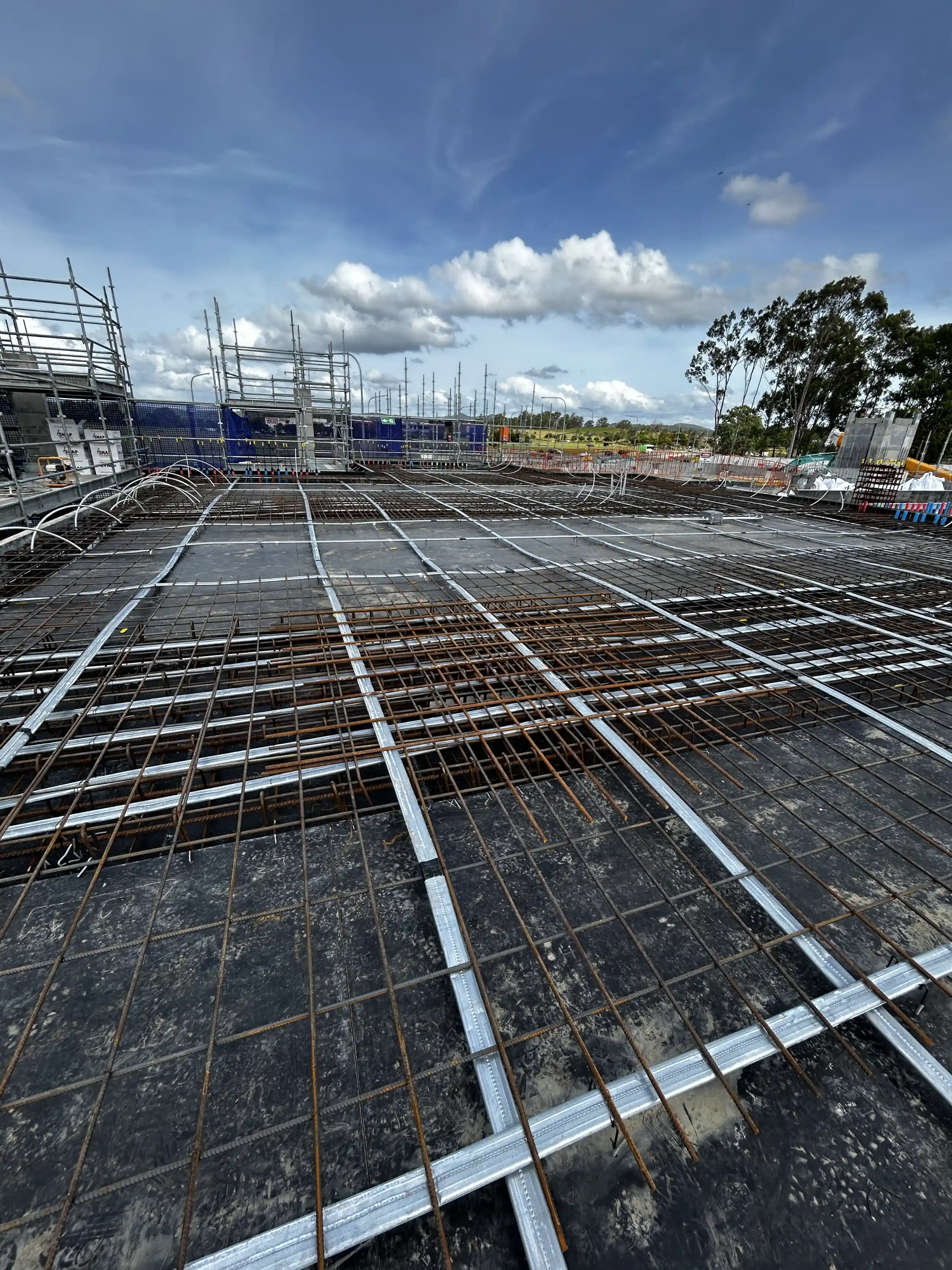 Ripley Police Station — post-tensioned slab under construction